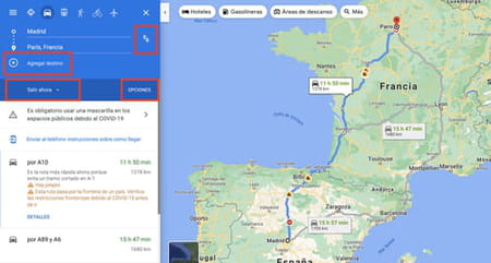 google maps trazar ruta