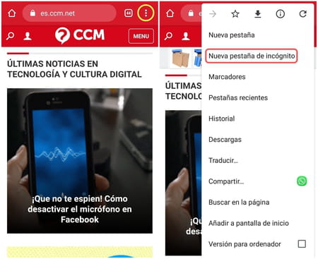 Modo incógnito Chrome