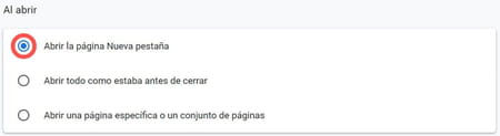 Cambiar página de inicio Chrome