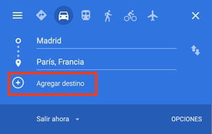 añadir destino google maps