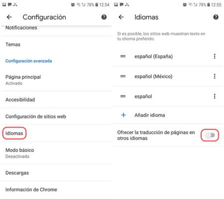 Quitar traducción Chrome