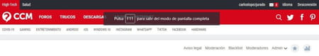 Pantalla completa en Chrome