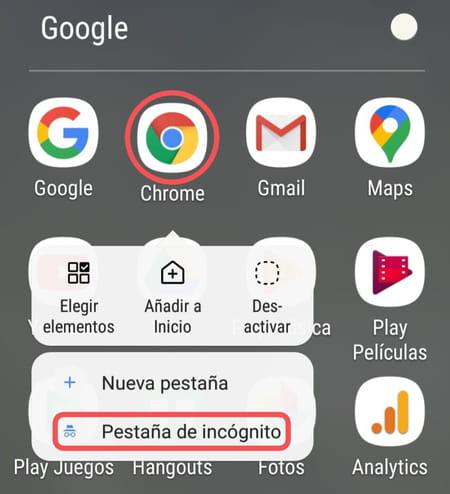 Modo incógnito Chrome