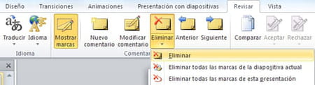 ¿Cómo eliminar un comentario de la revisión en PowerPoint?