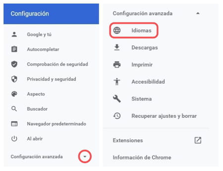 Quitar traducción Chrome