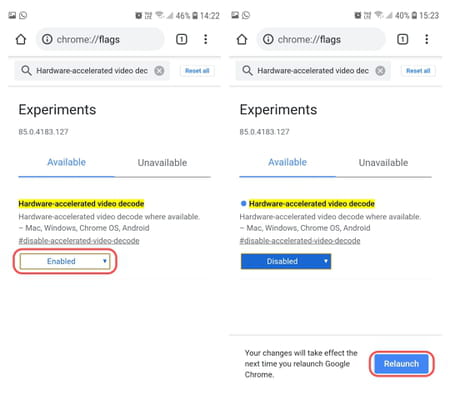 Aceleración por hardware Chrome