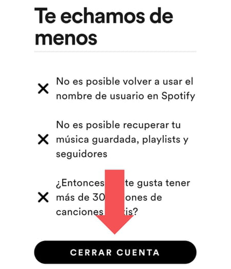 Eliminar cuenta de Spotify