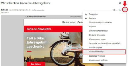 Traducir un correo en Gmail