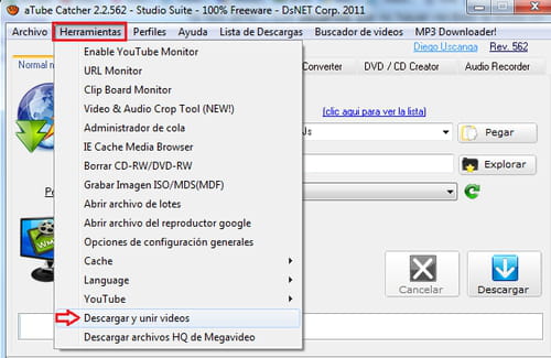 Descargar y unir videos de YouTube
