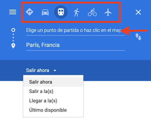  trazar un itinerario en Google Maps