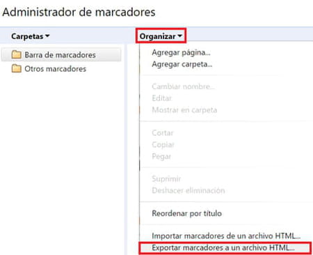 Exportar marcadores de Chrome