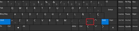 Poner guión bajo en teclado español