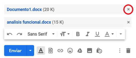 Eliminar un archivo adjunto en Gmail