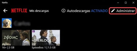 Netflix eliminar descargas