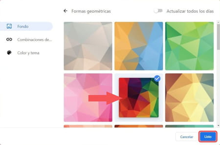 Cambiar el fondo en Chrome