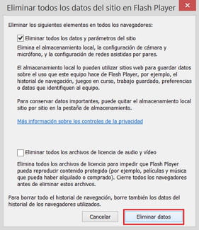 Cómo borrar la caché de Flash Player en Windows 8