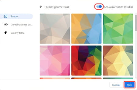 Cambiar el fondo en Chrome
