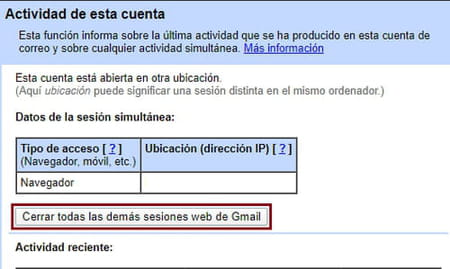 Cerrar todas las sesiones abiertas de Gmail