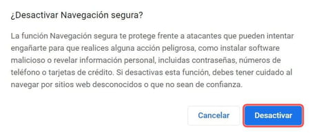 Chrome bloquea descargas