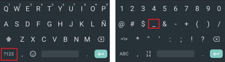 Poner guión bajo en Android