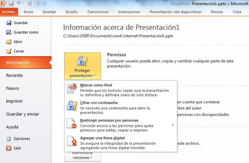 powerpoint difusión de la presentación