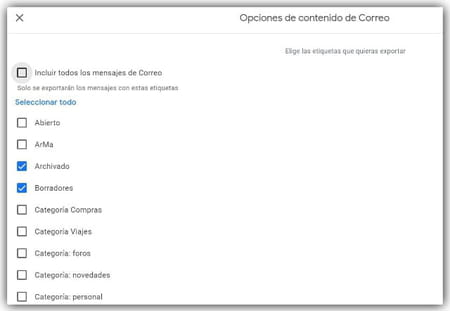 Hacer copia de seguridad de cuenta Gmail