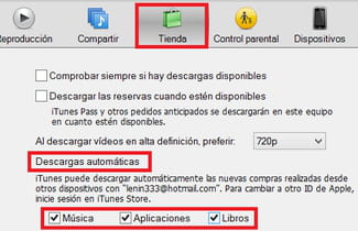 ITunes: Descargar automáticamente las compras hechas en la 