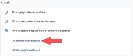 Cambiar página de inicio Chrome