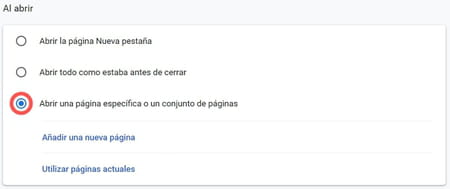 Cambiar página de inicio Chrome