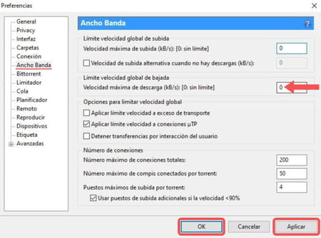 Configurar uTorrent