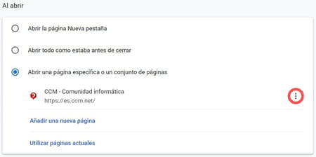 Cambiar página de inicio Chrome