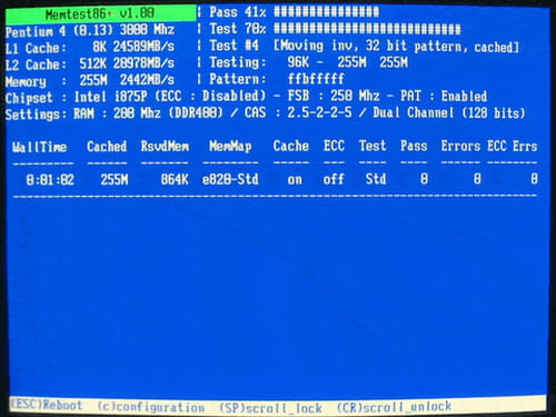 Memtest+ interface